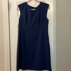 Fully lined navy sheath dress with side zipper